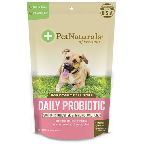 Pet Naturals of Vermont, Daily Probiotic, For Dogs of All Sizes, 60 Chews, 2.55 oz (72 g) فوائد
