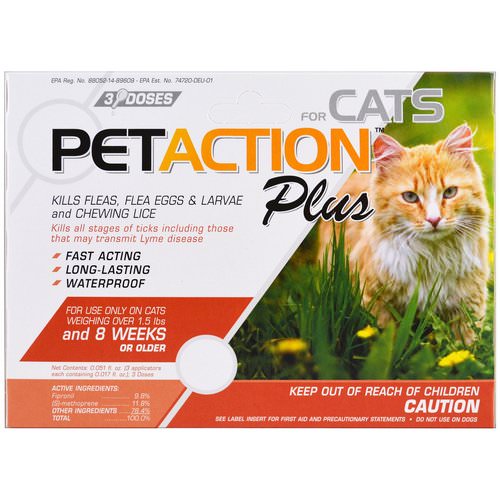 PetAction Plus, For Cats, 3 Doses - 0.017 fl oz Each فوائد