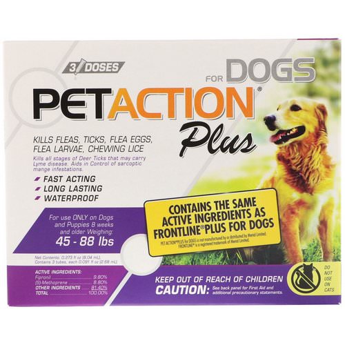 PetAction Plus, For Dogs, 45-88 lbs, 3 Doses - 0.091 fl oz (2.68 ml) Each فوائد