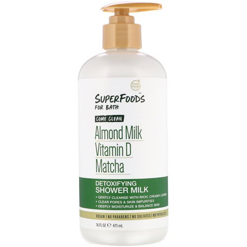 Petal Fresh, Pure, SuperFoods for Bath, Come Clean Detoxifying Shower Milk, Almond Milk, Vitamin D & Matcha, 16 fl oz (475 ml) فوائد
