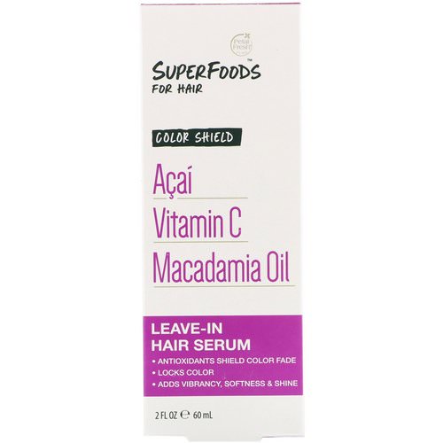Petal Fresh, Pure, SuperFoods for Hair, Color Shield Leave-In Hair Serum, Acai, Vitamin C & Macadamia Oil, 2 fl oz (60 ml) فوائد