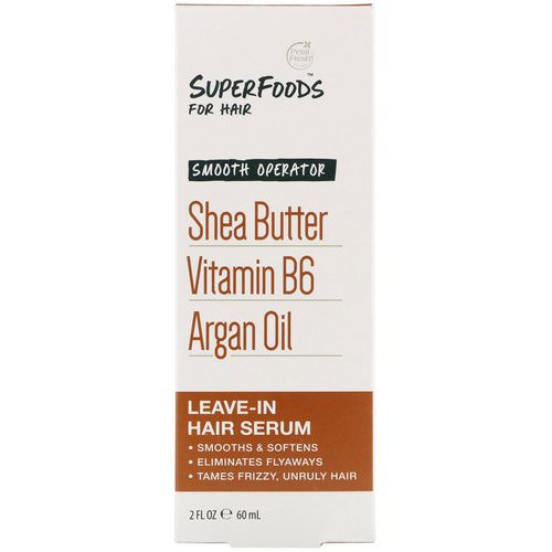 Petal Fresh, Pure, SuperFoods for Hair, Smooth Operator Leave-In Hair Serum, Shea Butter, Vitamin B6 & Argan Oil, 2 fl oz (60 ml) فوائد