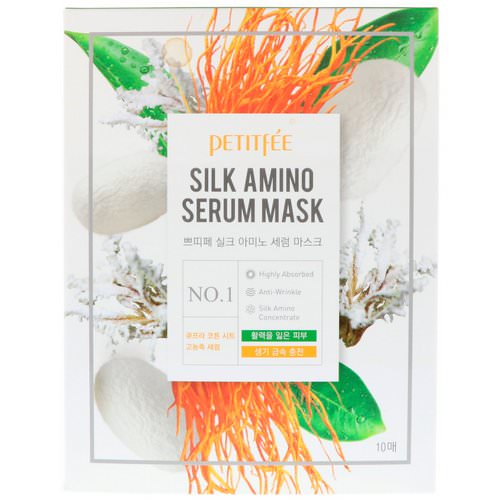 Petitfee, Silk Amino Serum Mask, 10 Masks, 25 g Each فوائد