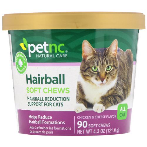 petnc NATURAL CARE, Hairball Soft Chews, All Cat, Chicken & Cheese Flavor, 90 Soft Chews فوائد
