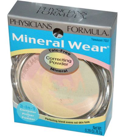 Physicians Formula, Mineral Wear, Correcting Powder, Translucent, 0.29 oz (8.2 g):ب,درة ال,جه, ب,درة مضغ,طة