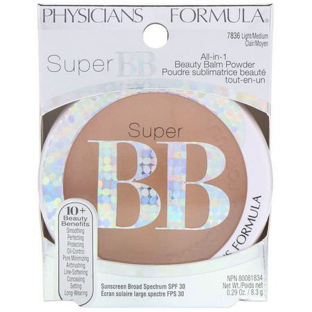 Physicians Formula, Super BB, All-in-1 Beauty Balm Powder, SPF 30, Light/Medium, 0.29 oz (8.3 g):ب,درة مضغ,طة, كريمات BB - CC