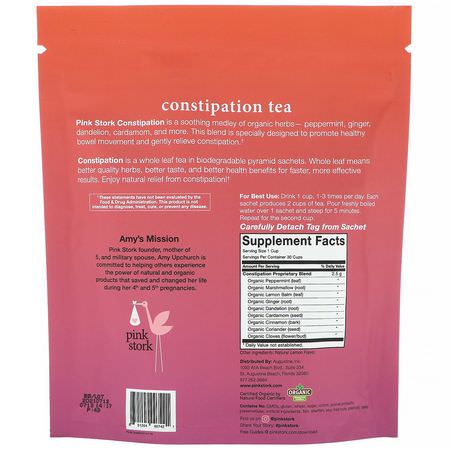 Pink Stork, Constipation, Digestive Wellness Tea, Cinnamon Mint, Caffeine Free, 15 Pyramid Sachets, 1.32 oz (37.5 g):الأم,مة, الأمهات