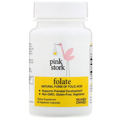 Pink Stork, Folate, Natural Form of Folic Acid, 60 Vegetarian Capsules فوائد