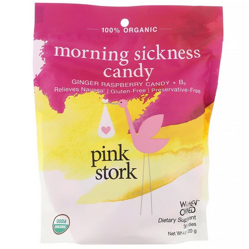 Pink Stork, Morning Sickness Candy, Ginger Raspberry + B6, 30 Candies, 4 oz (120 g) فوائد
