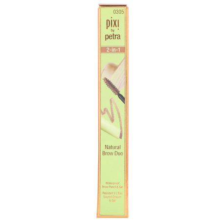 Pixi Beauty, 2-In-1 Natural Brow Duo, Waterproof Brow Pencil & Gel, Natural Brown, Pencil 0.007 oz (0.2 g) - Gel 0.084 fl oz (2.5 ml):Gels, Brow Pencils
