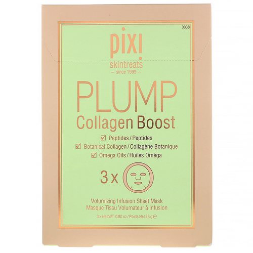 Pixi Beauty, Skintreats, Plump Collagen Boost, Volumizing Infusion Sheet Mask, 3 Sheets فوائد