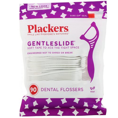 Plackers, Gentleslide, Dental Flossers, Mint, 90 Count فوائد