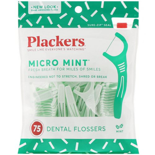 Plackers, Micro Mint, Dental Flossers, Mint, 75 Count فوائد