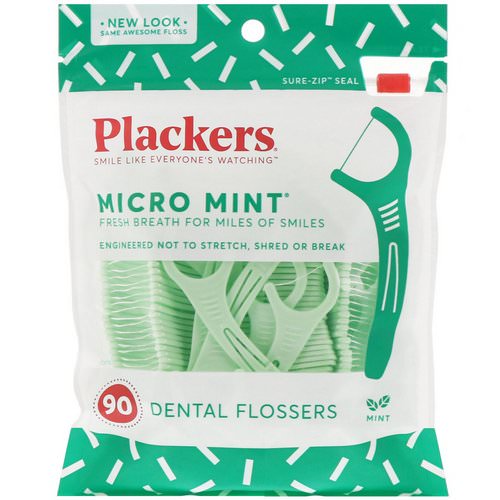 Plackers, Micro Mint, Dental Flossers, Mint, 90 Count فوائد
