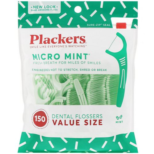 Plackers, Micro Mint, Dental Flossers, Value Size, Mint, 150 Count فوائد