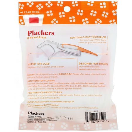 Plackers, Orthopick, Dental Flossers, 36 Count:خيط تنظيف الأسنان, العناية بالفم
