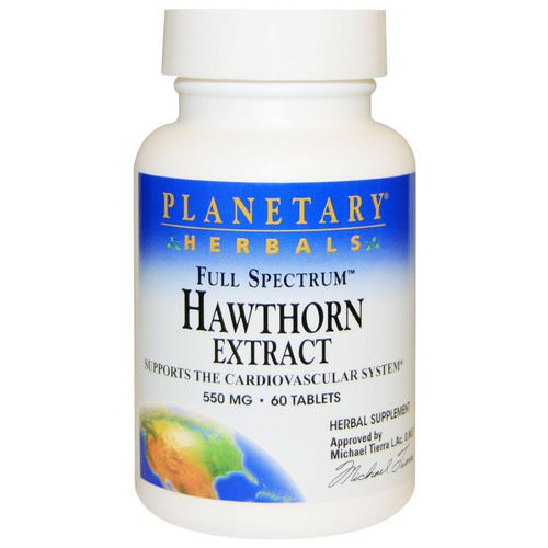 Planetary Herbals, Full Spectrum, Hawthorn Extract, 550 mg, 60 Tablets فوائد