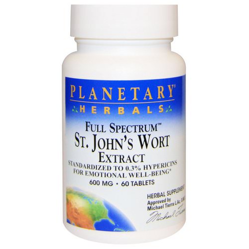 Planetary Herbals, Full Spectrum St. John's Wort Extract, 600 mg, 60 Tablets فوائد