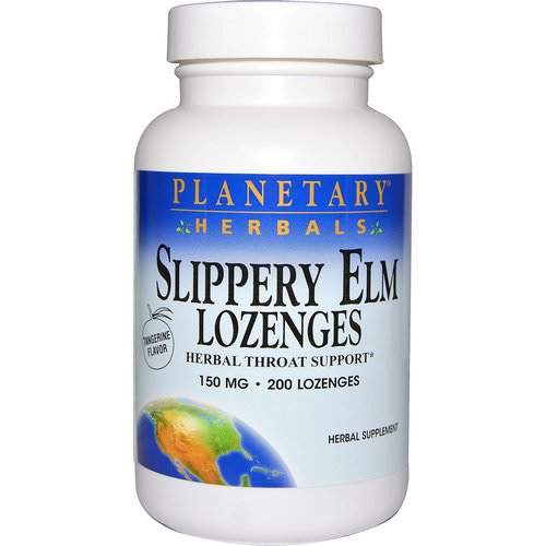 Planetary Herbals, Slippery Elm Lozenges, Tangerine Flavor, 150 mg, 200 Lozenges فوائد