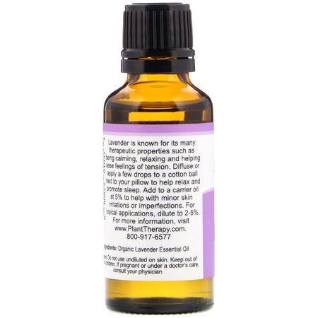 Plant Therapy, 100% Pure Essential Oils, Organic Lavender, 1 fl oz (30 ml):زيت اللافندر ,الزي,ت الأساسية