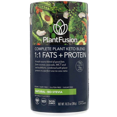 PlantFusion, Complete Plant Keto Blend, 1:1 Fats + Protein, Natural - No Stevia, 10.23 oz (290 g) فوائد