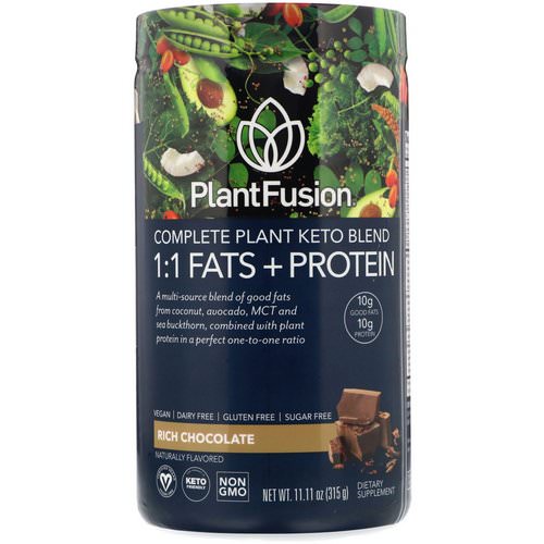 PlantFusion, Complete Plant Keto Blend, 1:1 Fats + Protein, Rich Chocolate, 11.11 oz (315 g) فوائد