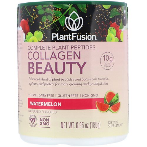 PlantFusion, Complete Plant Peptides, Collagen Beauty, Watermelon, 6.35 oz (180 g) فوائد