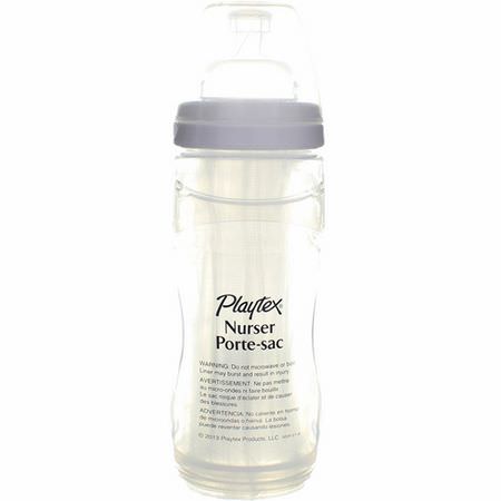 Playtex Baby, Closer to Natural Breast Feeding Bottle, 3M+, Medium, 1 Bottle with 5 Drop-INS Liners, 8-10 oz (236-300 ml):حلمات, زجاجات أطفال