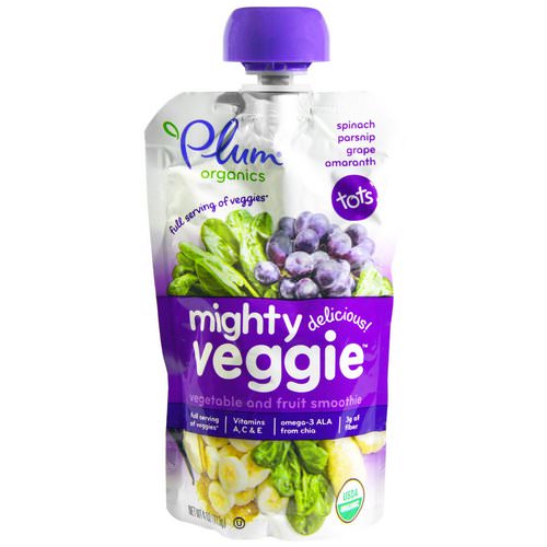 Plum Organics, Mighty Veggie, Veggie & Fruit Blend, 4 oz (113 g) فوائد