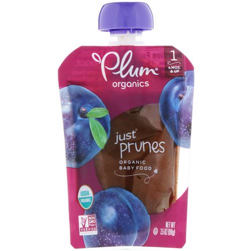 Plum Organics, Organic Baby Food, Stage 1, Just Prunes, 3.5 oz (99 g) فوائد