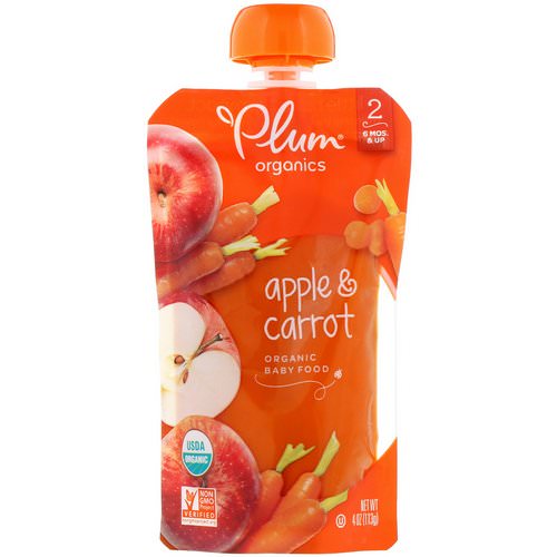 Plum Organics, Organic Baby Food, Stage 2, Apple & Carrot, 4 oz (113 g) فوائد