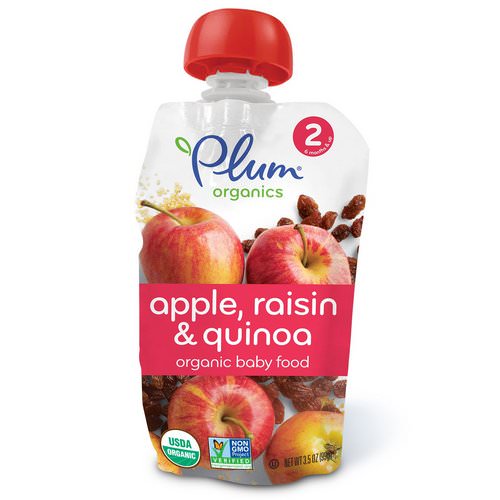 Plum Organics, Organic Baby Food, Stage 2, Apple Raisin & Quinoa, 3.5 oz (99 g) فوائد