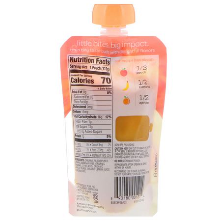 Plum Organics, Organic Baby Food, Stage 2, Peach, Banana & Apricot, 4 oz (113 g):,جبات, هريس
