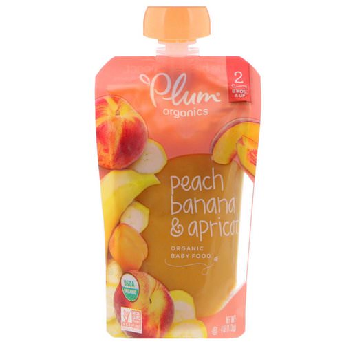 Plum Organics, Organic Baby Food, Stage 2, Peach, Banana & Apricot, 4 oz (113 g) فوائد
