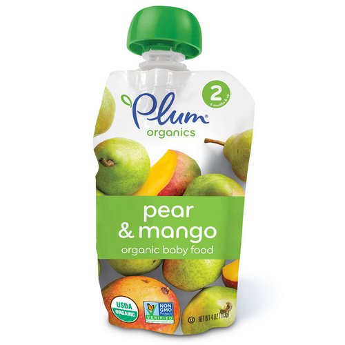 Plum Organics, Organic Baby Food, Stage 2, Pear & Mango, 4 oz (113 g) فوائد