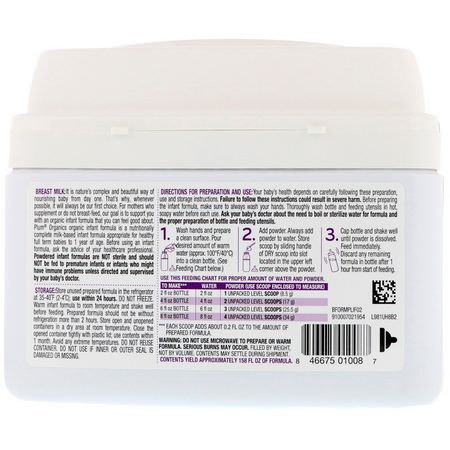 Plum Organics, Organic Infant Formula With Iron Milk-Based Powder, 21 oz (595 g):مسح,ق الحليب