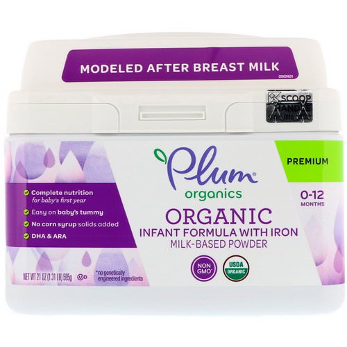 Plum Organics, Organic Infant Formula With Iron Milk-Based Powder, 21 oz (595 g) فوائد