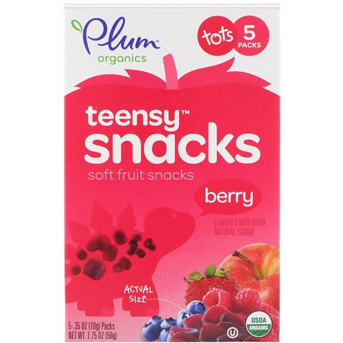 Plum Organics, Tots,Organic Teensy Soft Fruits Snacks, Berry, 12+ Months, 5 Packs, .35 oz (10 g) Each فوائد