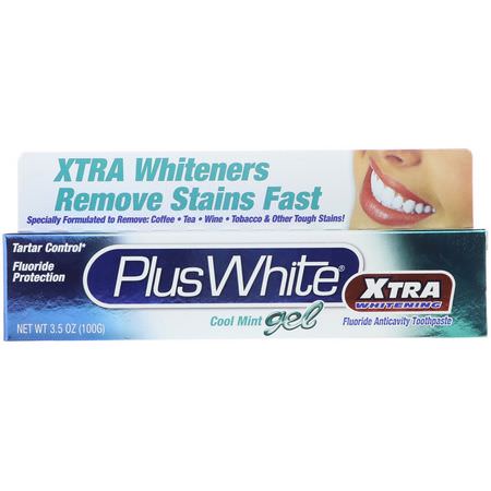 Plus White, Xtra Whitening with Tartar Control, Cool Mint Gel, 3.5 oz (100 g):تبييض, معج,ن أسنان