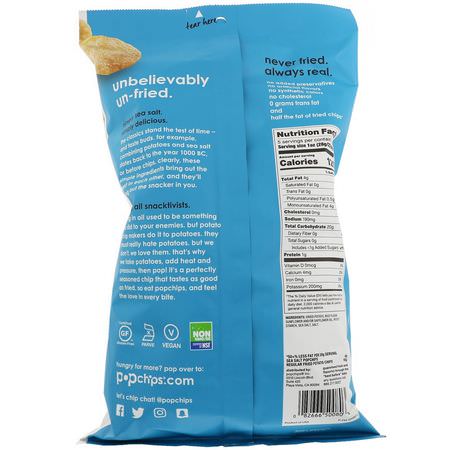Popchips, Potato Chips, Sea Salt, 5 oz (142 g):الرقائق ,ال,جبات الخفيفة