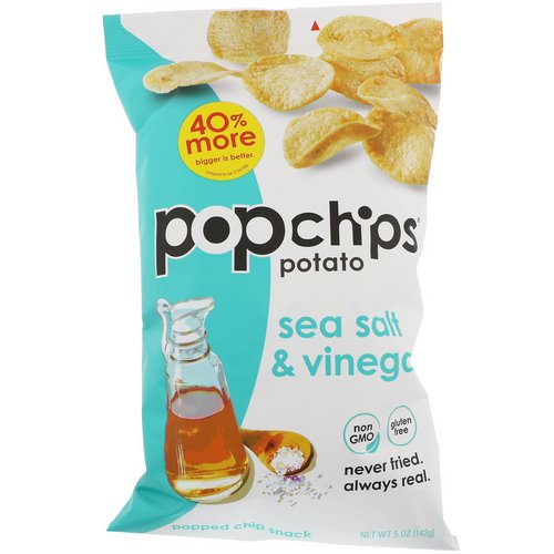 Popchips, Potato Chips, Sea Salt & Vinegar, 5 oz (142 g) فوائد