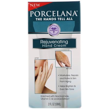 Porcelana, Rejuvenating Hand Cream, 2 fl oz (59 ml):كريم اليد كريمة, العناية باليدين
