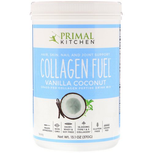 Primal Kitchen, Collagen Fuel, Grass-Fed Collagen Peptide Drink Mix, Vanilla Coconut, 13.1 oz (370 g) فوائد