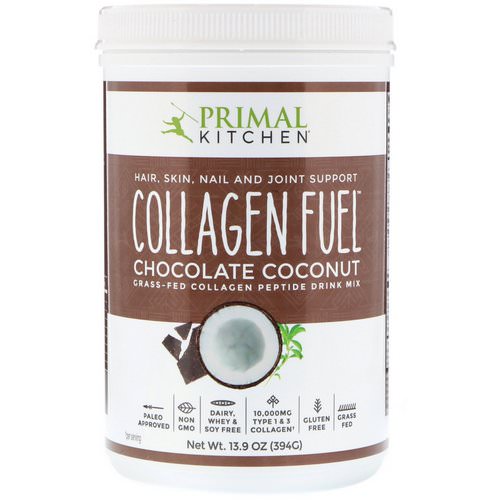 Primal Kitchen, Grass-Fed Collagen Peptide Drink Mix, Collagen Fuel, Chocolate Coconut, 13.9 oz (394 g) فوائد