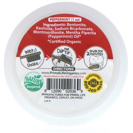 Primal Life Organics, Dirty Mouth Toothpowder, Peppermint, 1 oz (28 g):معج,ن الأسنان, العناية بالفم