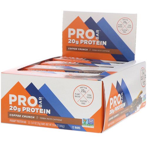 ProBar, Protein Bar, Coffee Crunch, 12 Bars, 2.47 oz (70 g) Each فوائد