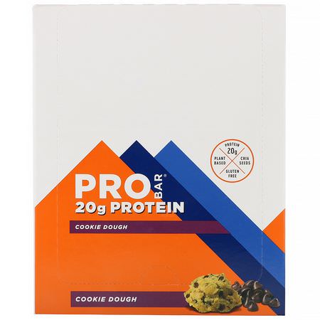 ProBar, Protein Bar, Cookie Dough, 12 Bars, 2.47 oz (70 g) Each:أشرطة البر,تين الص,يا, أشرطة البر,تين