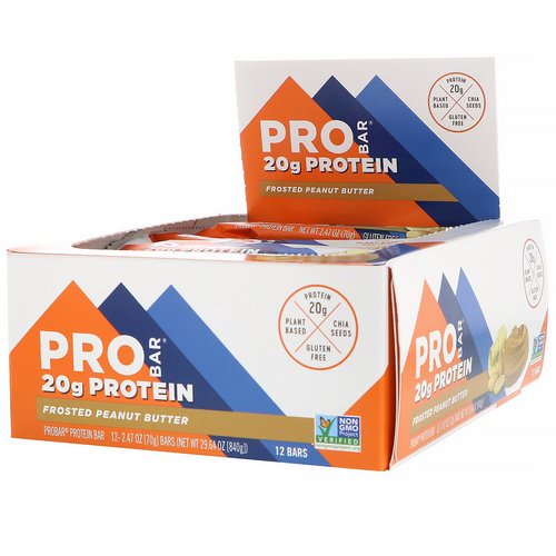 ProBar, ProBar, Protein Bar, Frosted Peanut Butter, 12 Bars, 2.47 oz (170 g) Each فوائد