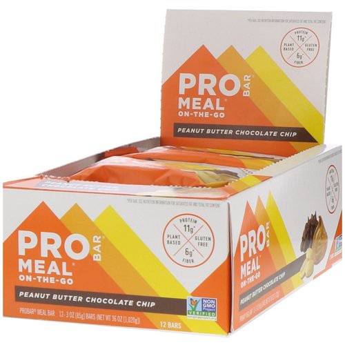 ProBar, Protein Bar, Meal, Peanut Butter Chocolate Chip, 12 Bars, 3 oz (85 g) Each فوائد