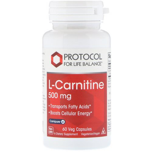 Protocol for Life Balance, L-Carnitine, 500 mg, 60 Veg Capsules فوائد